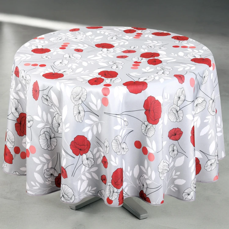 Nappe anti-tâche ronde motif coquelicots