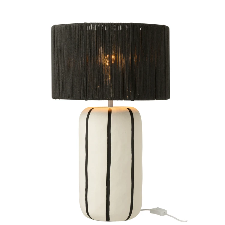 Lampe à poser en poterie avec abat-jour cylindrique