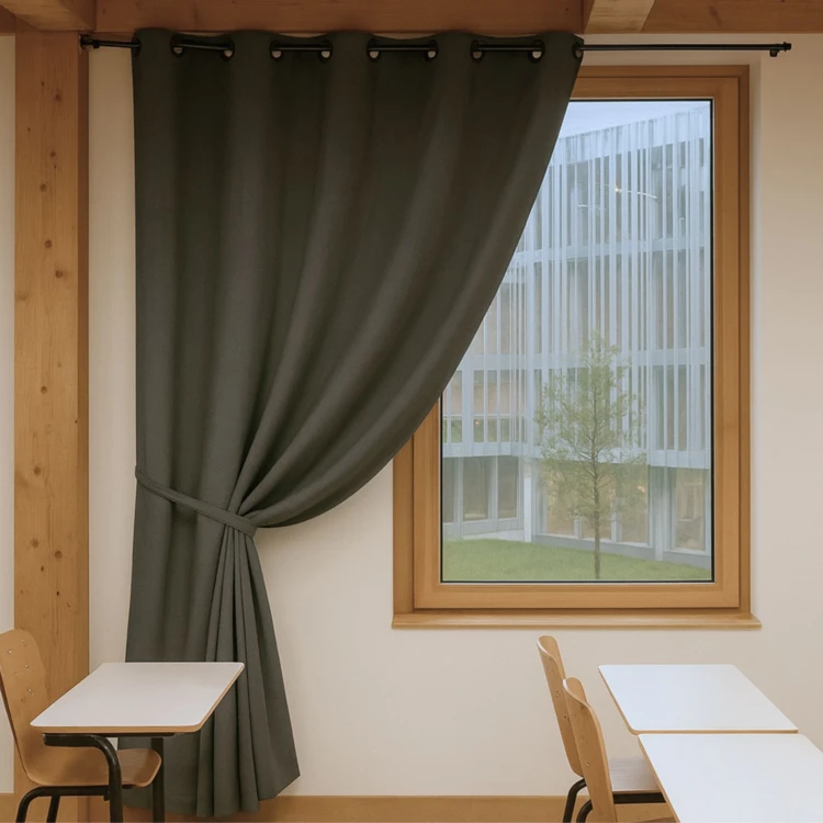 Vorhang 100% Verdunkelnd Flammhemmend M1 Feuerfest Grau