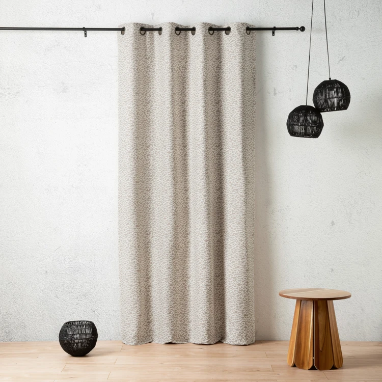 Rideau jacquard abstrait texturé à oeillets
