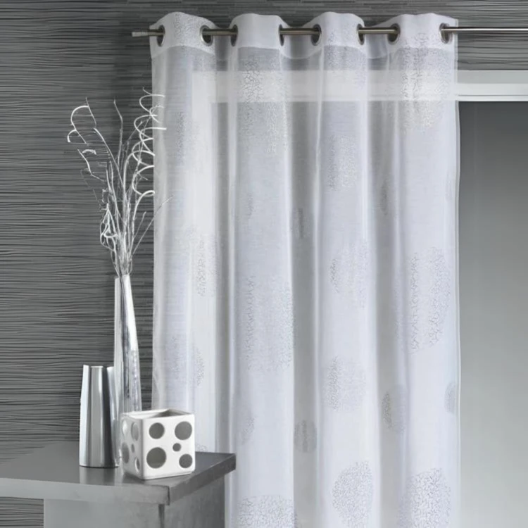 Visillo en Estameña Fantasía Estampado Plata