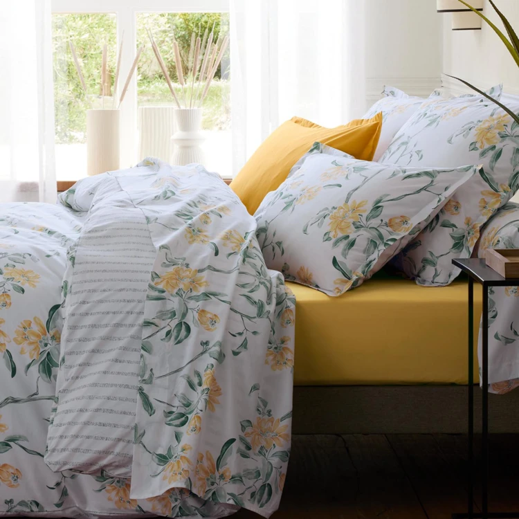 Housse de couette en percale de coton à motif floral