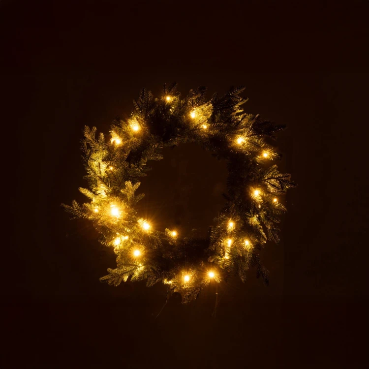COURONNE 40 LED ROND PLASTIQUE VERT FONCÉ LARGE