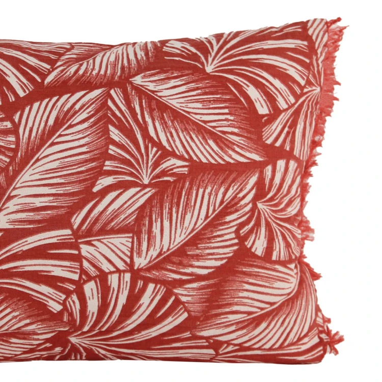 Coussin motif feuilles exotiques