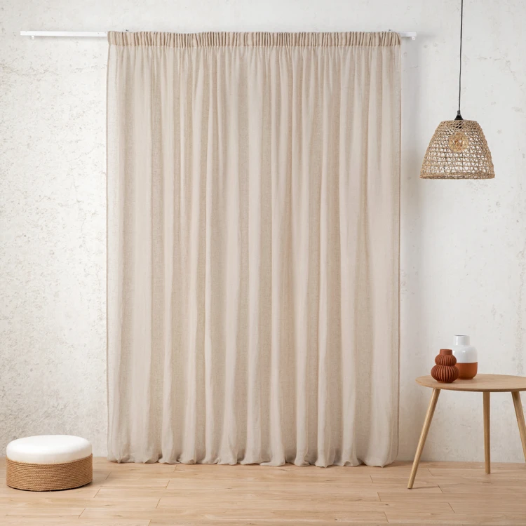 Voilage tamisant en gaze poly-lin à galon fronceur