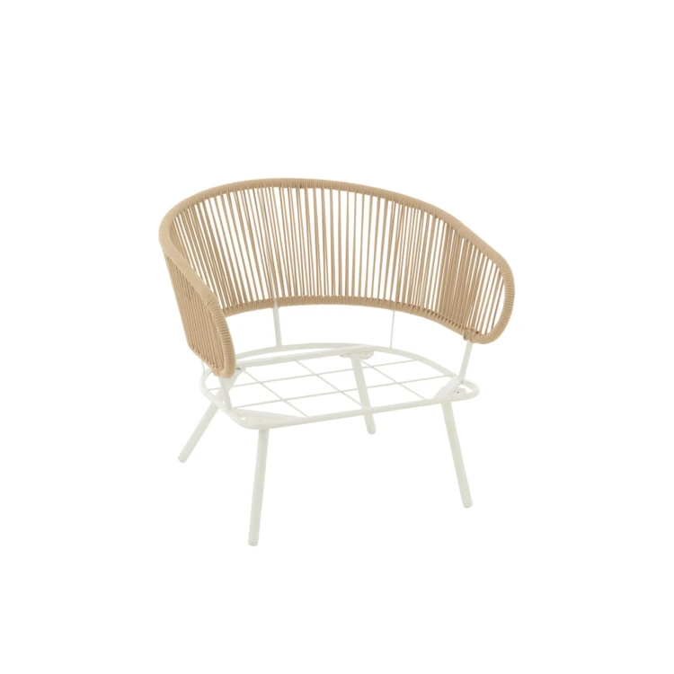SET DE 3 CHAISES POA FER/ROTIN BLANC