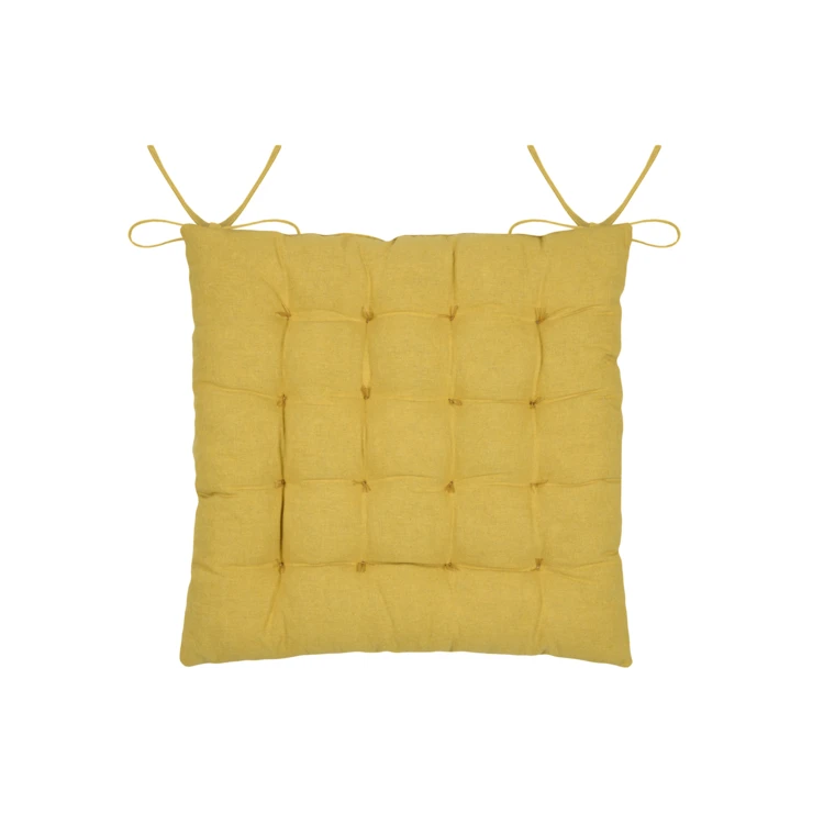 Galette de chaise en polycoton capitonnée à motif marguerites