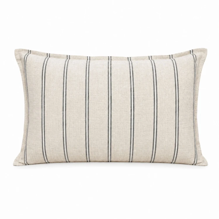 Housse de coussin 100% coton rayures rustiques LOURMARIN