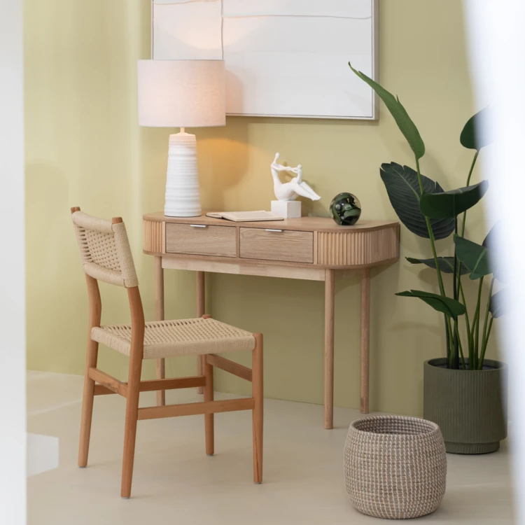Silla de comedor de madera de haya y cuerda trenzada