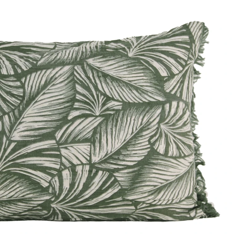 Coussin motif feuilles exotiques