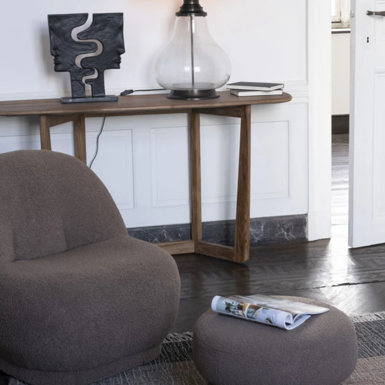Fauteuil moelleux velours effet bouclette