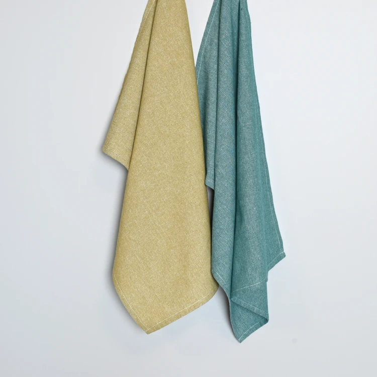 Torchon de cuisine en coton uni aspect tissé