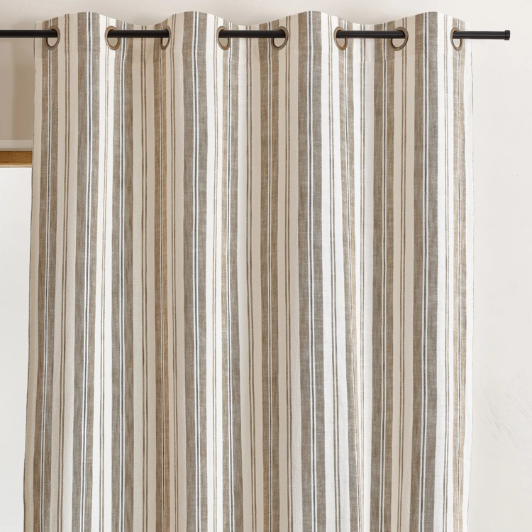 Rideau tamisant en coton flammé à rayures