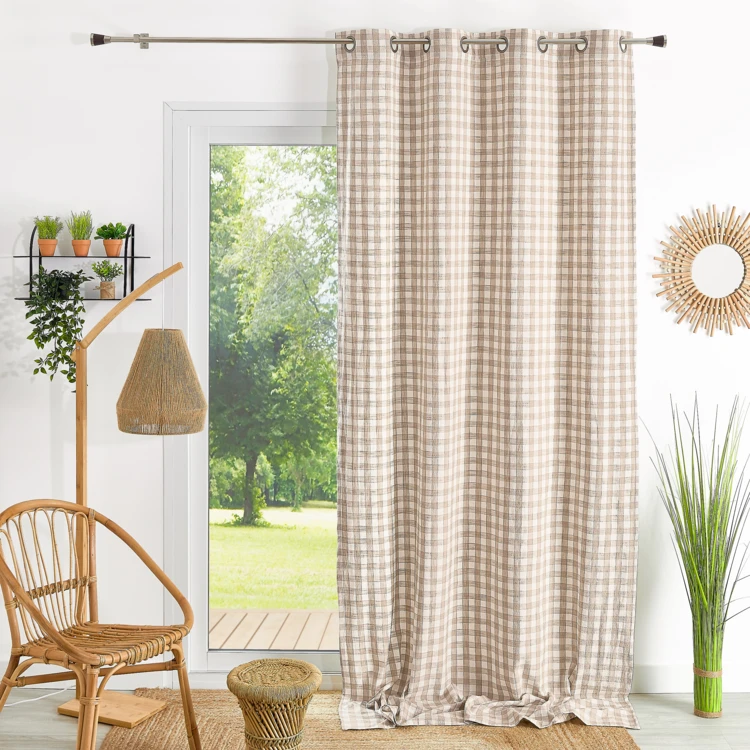 Rideau en coton effet lavé à motifs Vichy