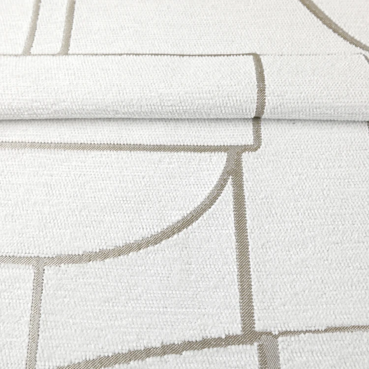 Rideau jacquard chenille motif géométrique tamisant