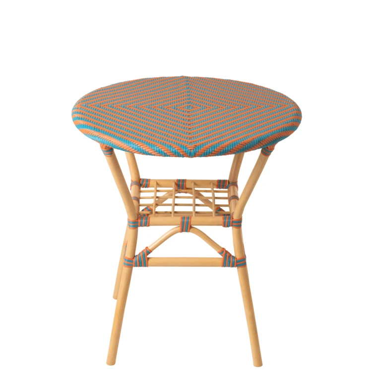 Mesa de jardín redonda de mimbre