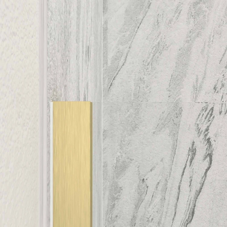 Paroi de douche italienne en verre trempé avec profilé or brossé