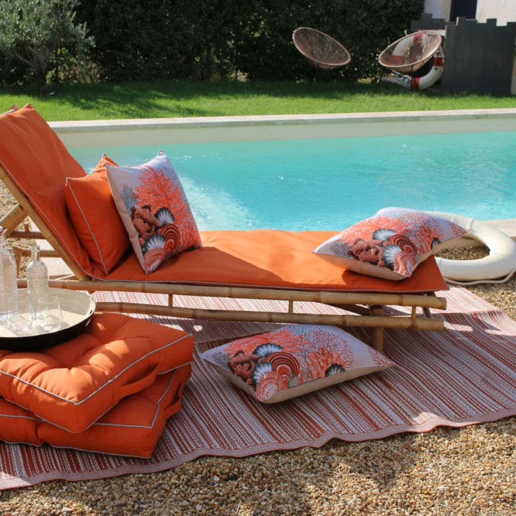 Coussin extérieur motif coraux