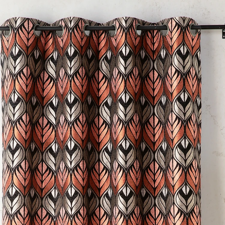 Rideau motif art déco effet velours à oeillets