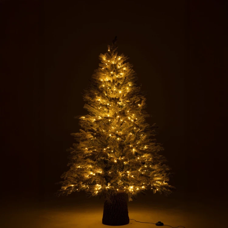 Sapin de Noël artificiel lumineux 600 LED avec socle en bois