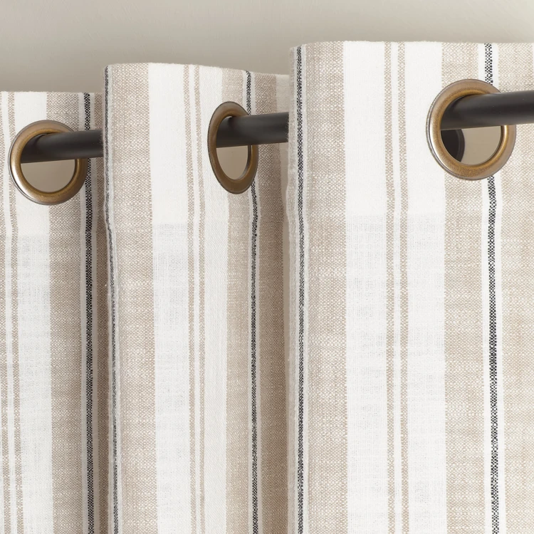 Rideau tamisant en coton flammé à rayures