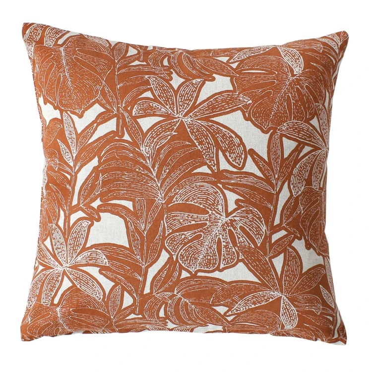 Coussin décoratif déhoussable motif feuillage tropical