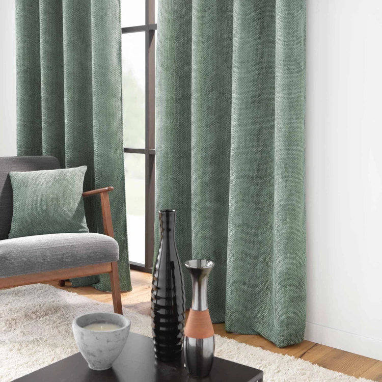 Rideau à œillets en velours chenille