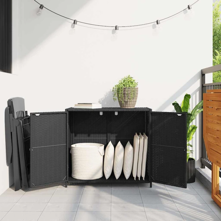Armoire de jardin en résine tressée avec double porte