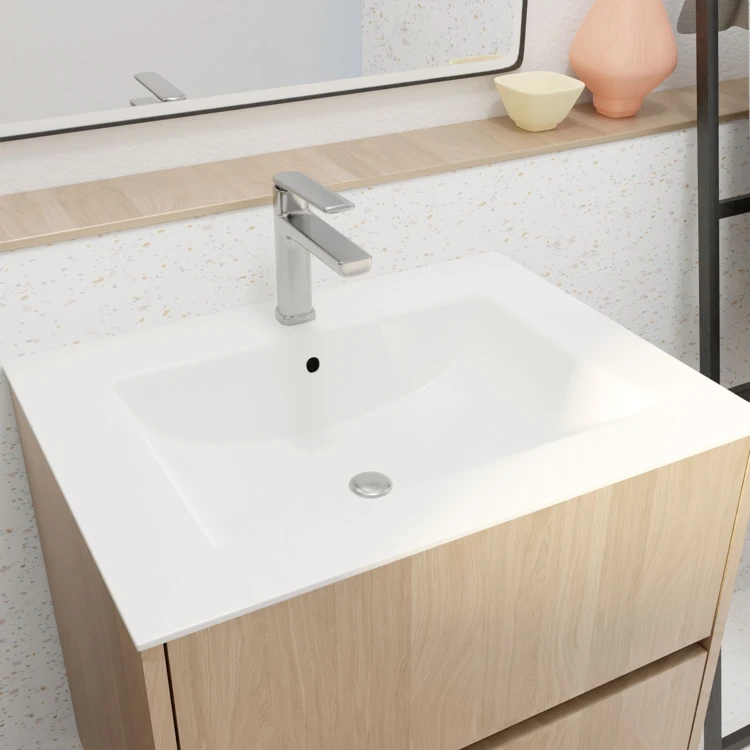 Meuble de salle de bains suspendu 2 tiroirs avec vasque