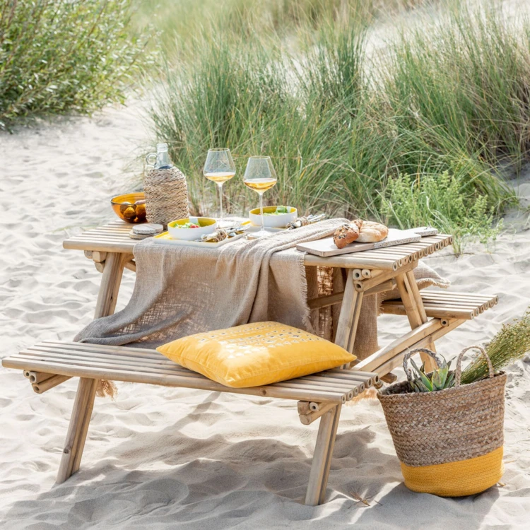 Table de pique-nique en bambou naturel