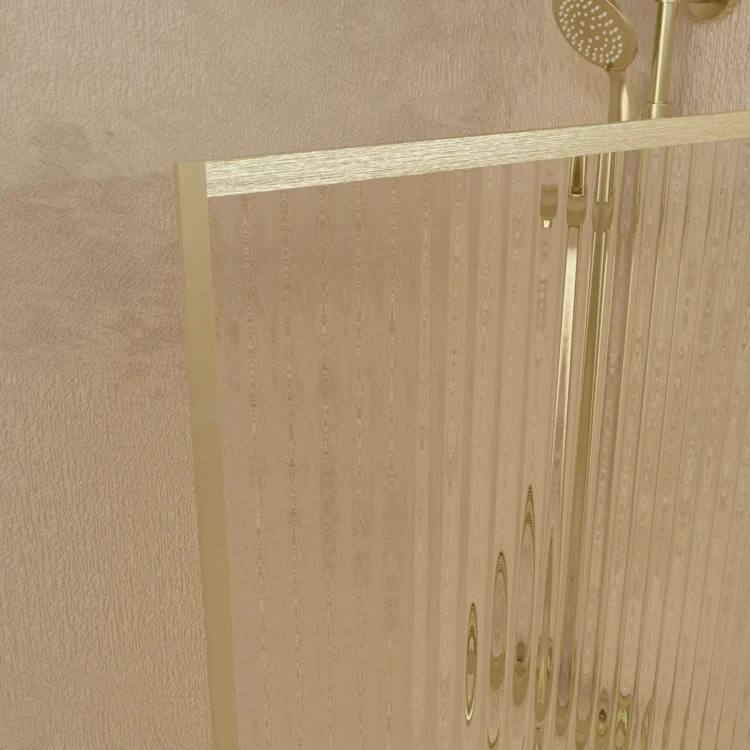 Paroi de douche en verre cannelé doré brossé
