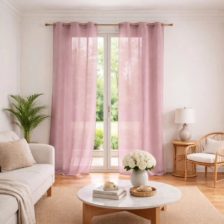 Voilage poly-lin uni  fluide