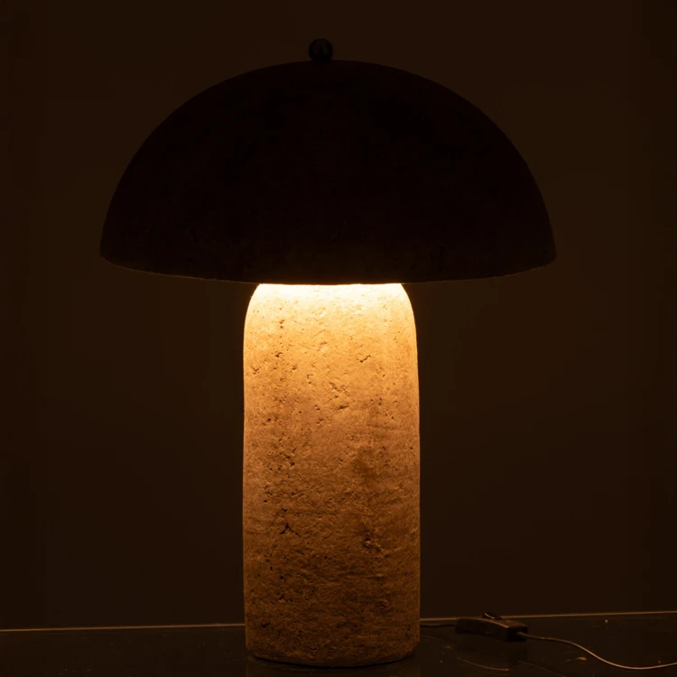Lampe à poser forme champignon en papier mâché