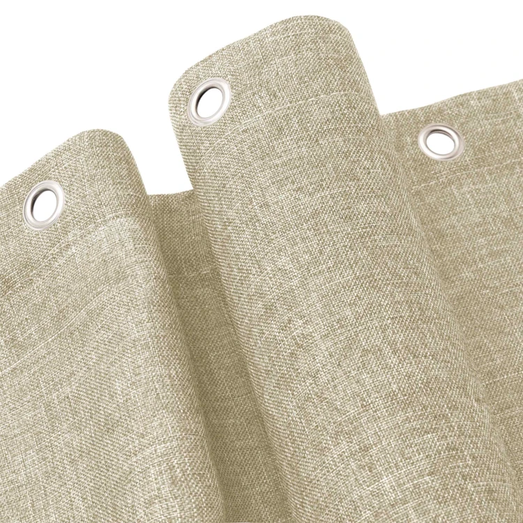 Rideau de douche uni aspect chambray avec crochets