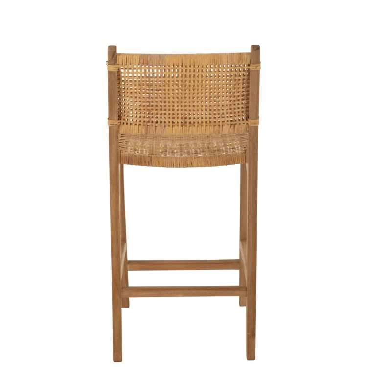 Chaise de bar en rotin et bois de teck