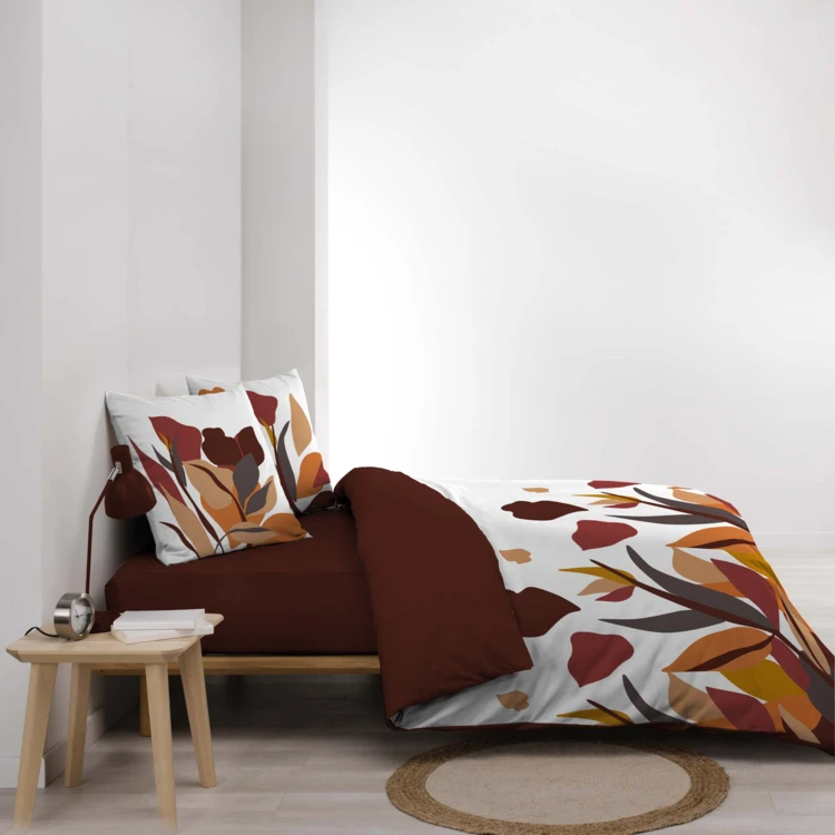 3-teiliges Bettwäscheset aus 100 % Baumwolle mit Blumenmuster – Bettbezug + Kissenbezüge