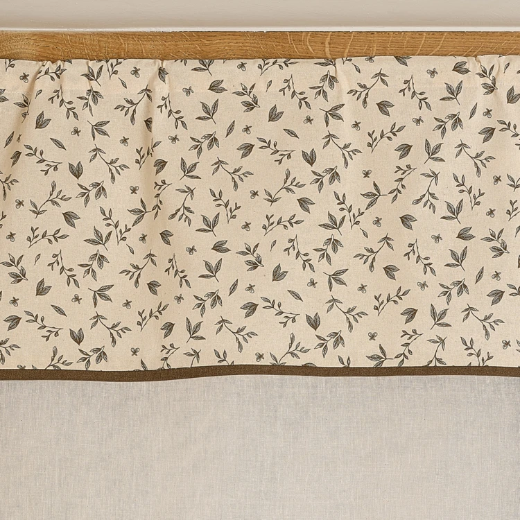 Vitrage coton à parement végétal et bas pointe