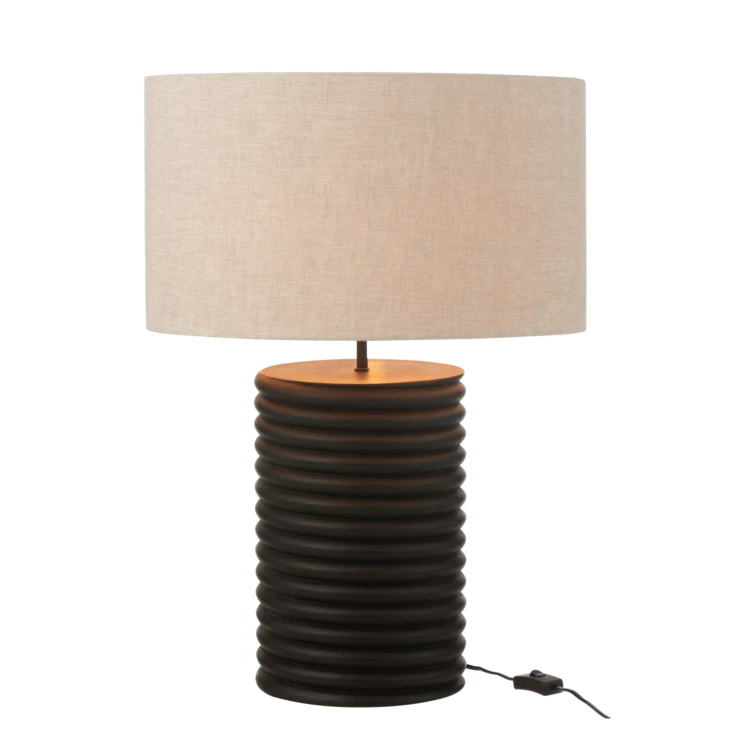 Lampe à poser en bois avec abat-jour tissu
