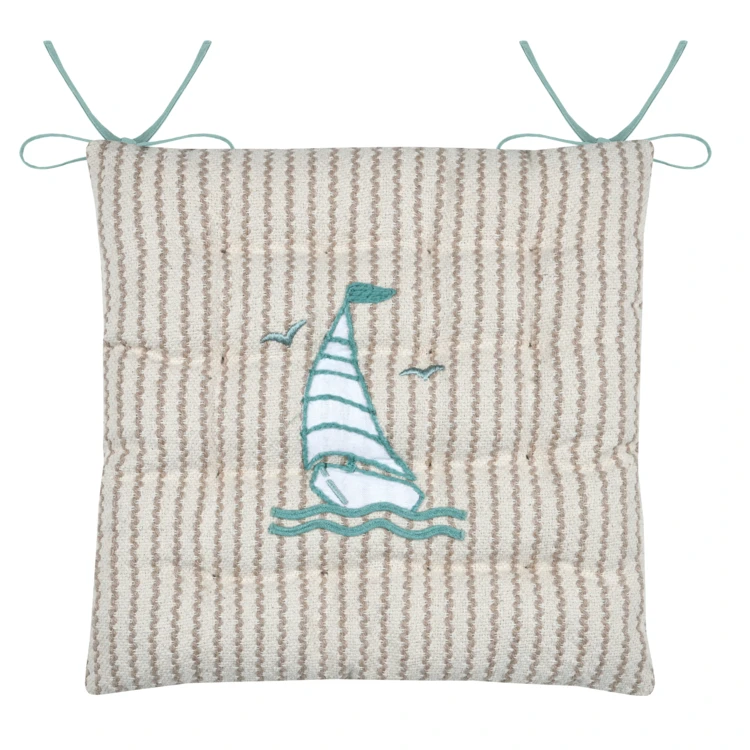 Galette de chaise polycoton matelassée marin