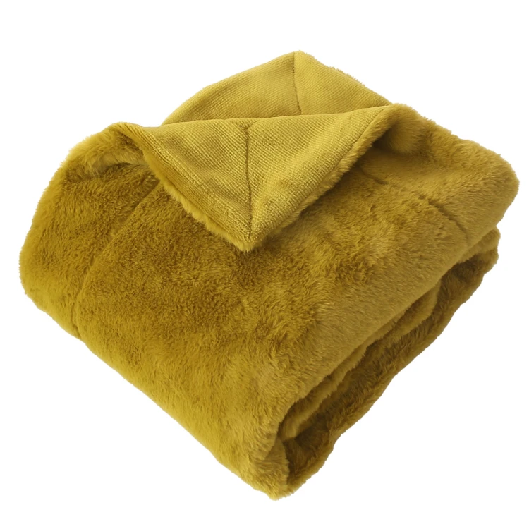 Plaid effet fourrure double face flanelle