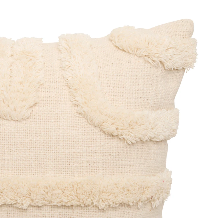 Coussin décoratif tufté en coton à motifs en relief