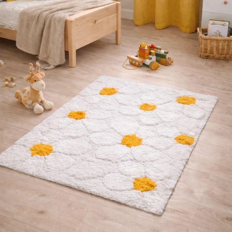 Tapis brodé marguerites