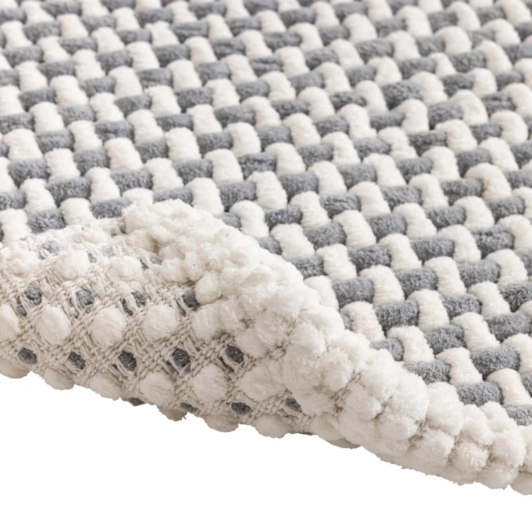 Tapis de bain en polycoton chenille ultra-absorbant