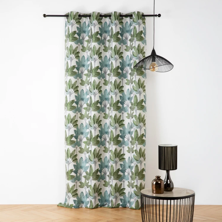 Rideau à oeillets jacquard motif végétal