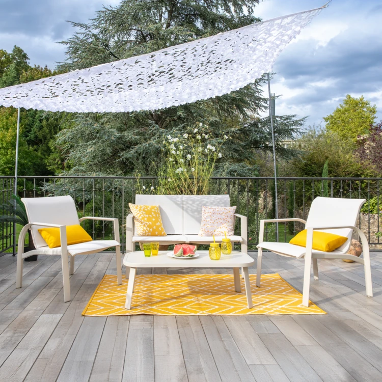 Salon de jardin bas 4 places en aluminium