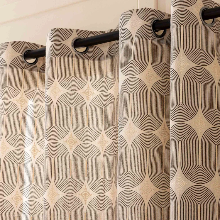 Rideau à œillets en polycoton avec motif métallisé