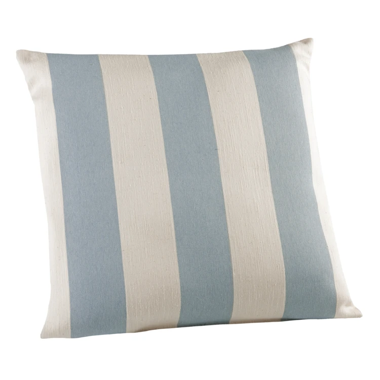 Coussin décoratif à rayures bicolores au rendu satiné