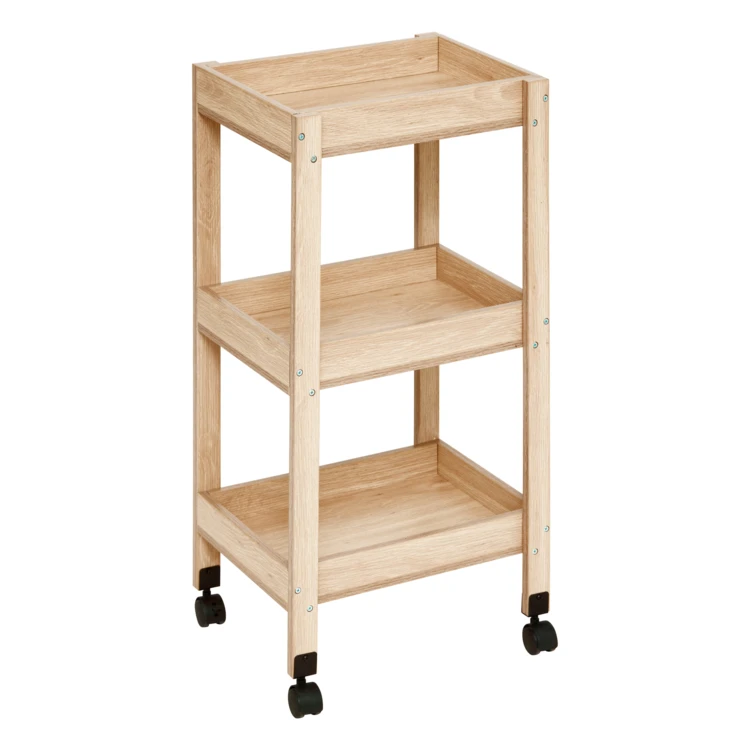 Desserte de rangement en bois à roulettes
