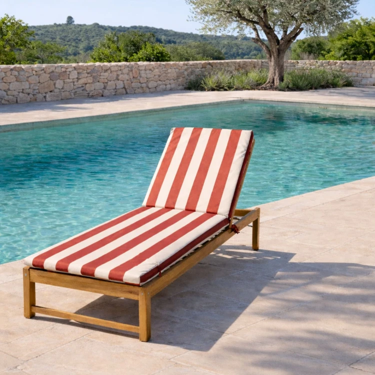 Matelas bain de soleil imperméable déhoussable à rayures pour transat ARCACHON