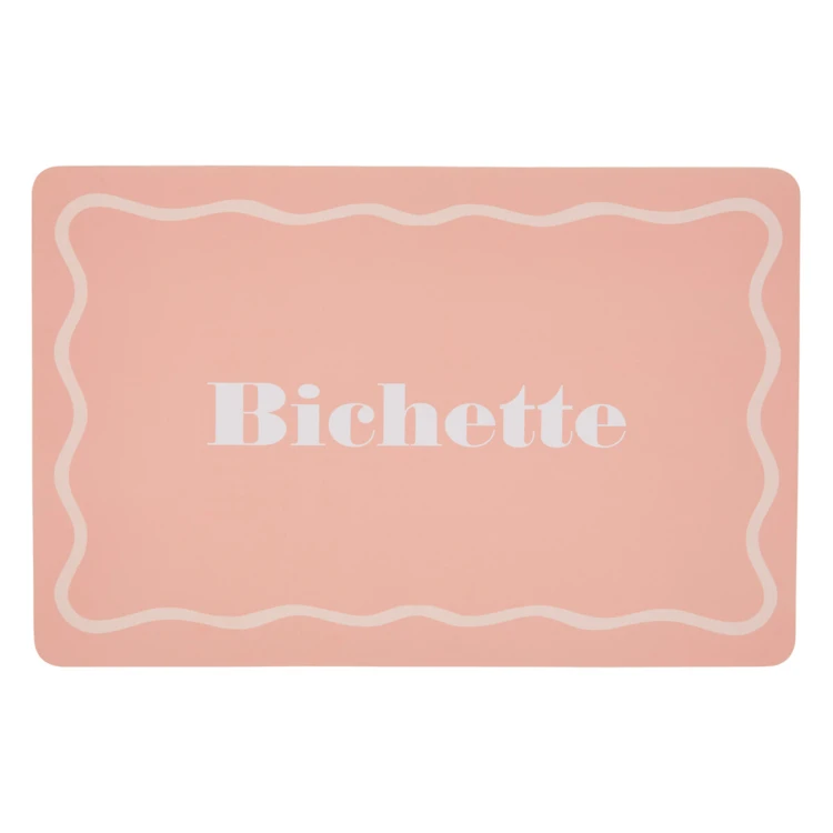Madeira retangular com a inscrição «Bichette»
